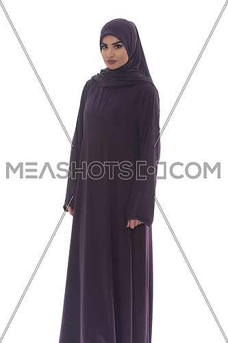 Beautiful Young Muslim Woman Pose Isolated On White Background