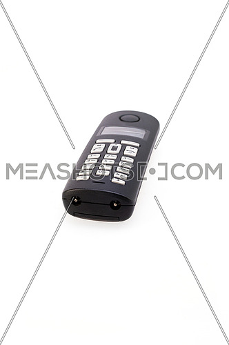 modern digital wireless phone set isolated over white background extreme close up