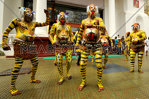 The tiger dance festival, Trissur, Kerala
 is a colorful recreational folk art from the state of Kerala, India, 14-Aug-2010