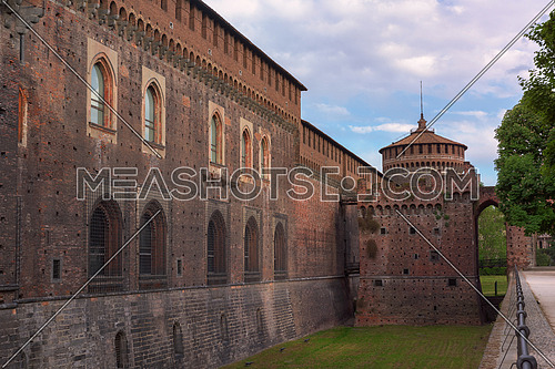 In the picture the Outer Wall of Sforza castle (Castello Sforzesco) in Milan, Italy