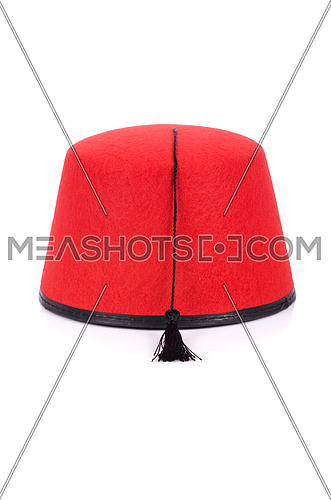 Red fez hat isolated on the white