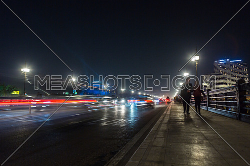 Low angel Shot for Qasr Al Nile Bridge at Night