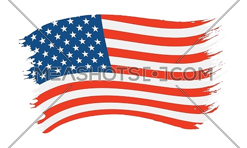 Vector illustration of brushstroke painted national flag of USA isolated on white background