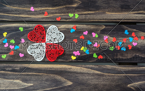 Valentines day hearts conceptwooden table