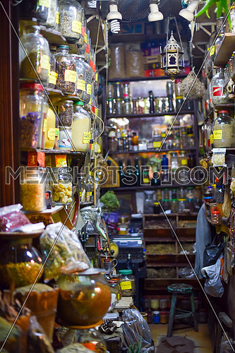various spices on traditional middle eastern street market