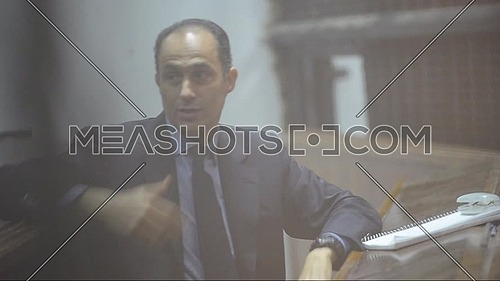 Gamal Mubarak, the son of former President Hosni Mubarak in the Criminal Court of Cairo, Police Academy, during his trial in case of stock exchange in 11th March 2015