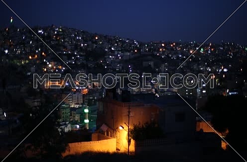 Amman Jordan at night pan from right to left