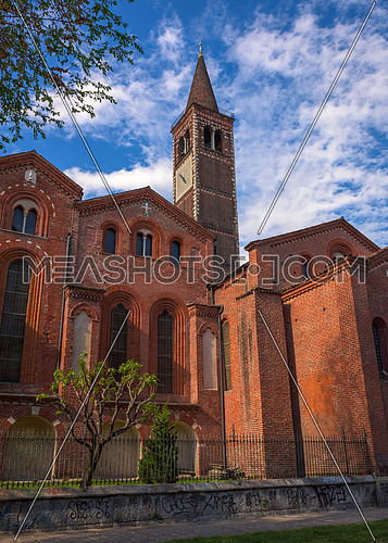 Basilica of Sant Eustorgio Milan,Italy- vertical photo.