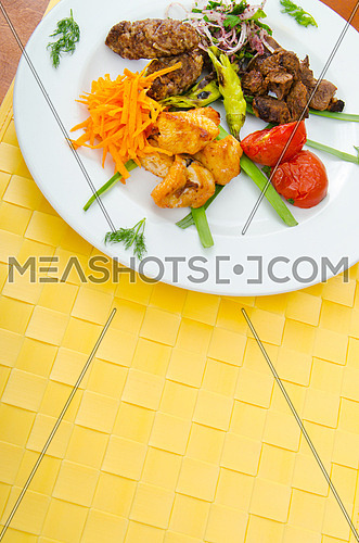 Plate with tasty lamp kebabs