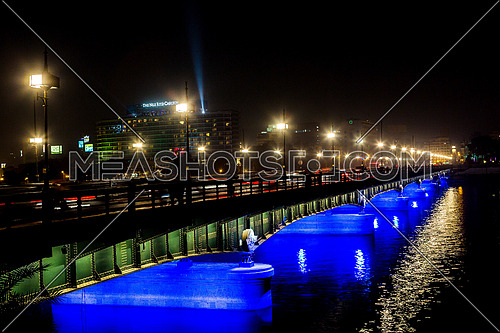 Panorama Shot for Qasr Al Nile Bridge at Night