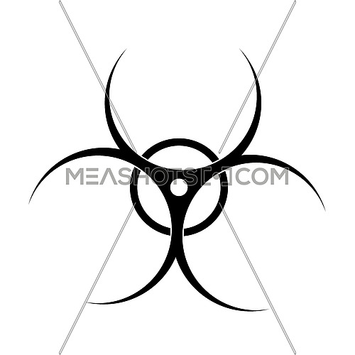 Vector illustration of black biohazard warning sign on white background