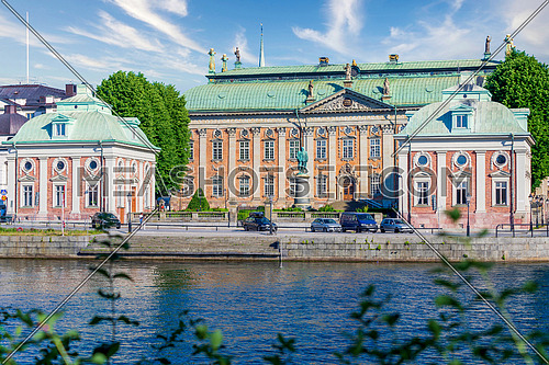 Stockholm, Sweden - June 26 2022: Riddarhuset, House of Nobility or House of Knights, commissioned in the 17th century by the Swedish nobility, located on the northwest of the old town, Gamla Stan