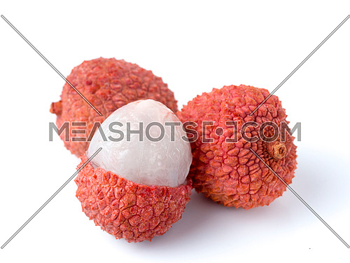 lichee fruit isoated on white background. Lychee close up isolated