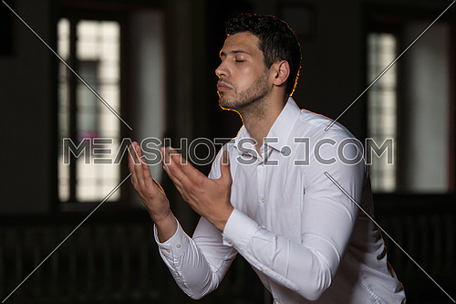 Humble Muslim Man Is Praying In The Mosque