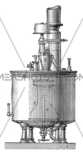 Mash tun pump, vintage engraved illustration. Industrial encyclopedia E.-O. Lami - 1875.
