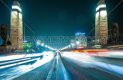 Track Left Shot for Qasr Al Nile Bridge from Day to Night