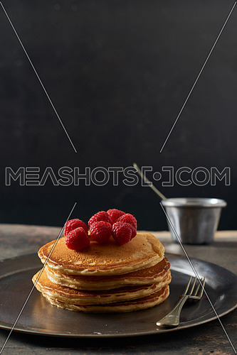 Pan Cakes with red berries and honey