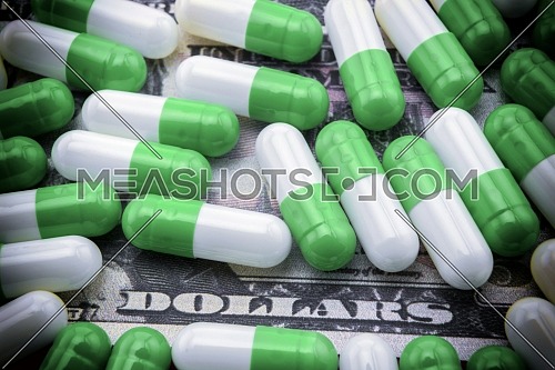 capsules up ticket dollar, concept of health copay
