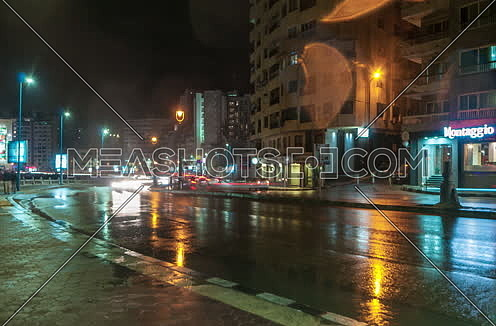 Fixed shot for traffic at Alexandria at Night