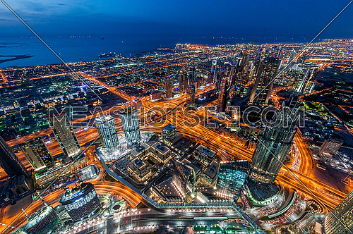 From the highest tower in the world Burj Khalifa and Sheikh Zayed Road