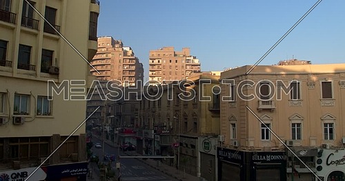 Fly over shot Drone for Street  in Cairo Downtown at early morning