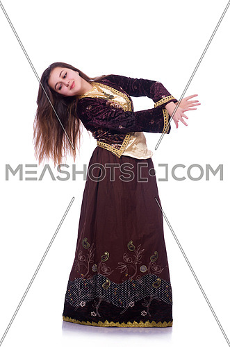 Young lady dancing traditional azeri dance