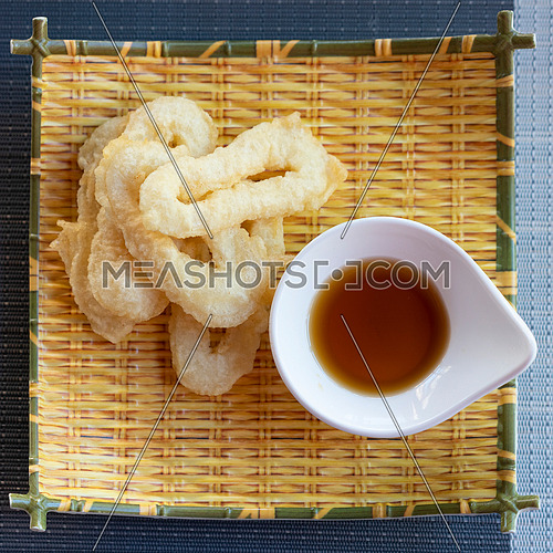 Ika Furai - Deep fried squid rings coated in panko breadcrumbs served with soy sauce