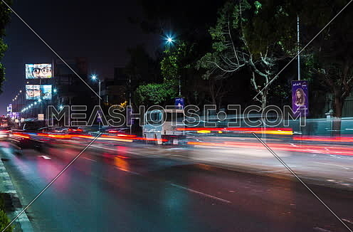 Fixed Shot for traffic at Salah Salim Street at Night
