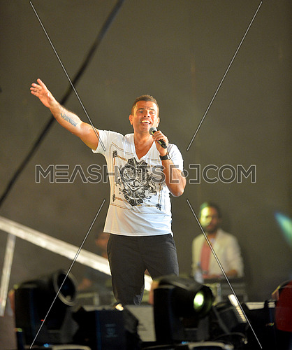 Egyptian pop superstar amr diab on stage during concert in porto marina on 14 August 2015