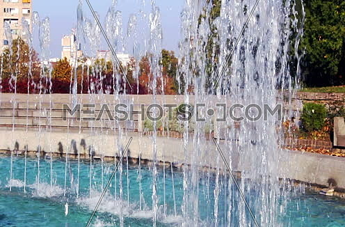 Fountain splashing water in the city
