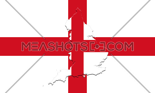 Flag of England With Map On It 3D illustration