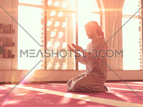 muslim prayer inside the mosque in namaz  worship Allah