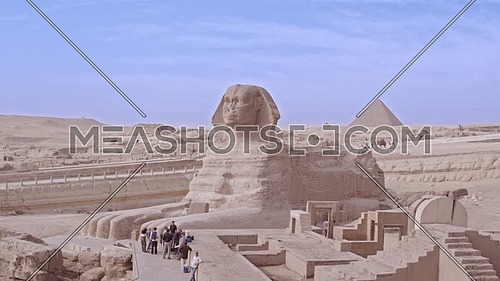 Reavel Shot Drone for The Sphinx and Menkaure Pyramid in background in Giza at day