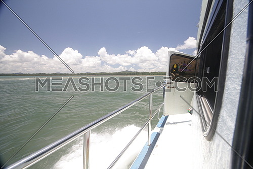 a view from a yacht showing Bob Marley poster on the door  in Thailand  shot on 19 Aug 2013