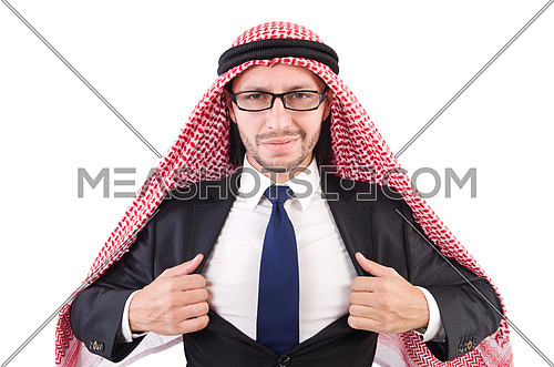 Arab businessman in eyeglasses  isolated on white