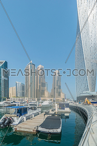 Dubai - AUGUST 9, 2014: Dubai Marina district on August 9 in UAE. Dubai is fastly developing city in Middle East
