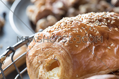 Pastry with sesame in a basket