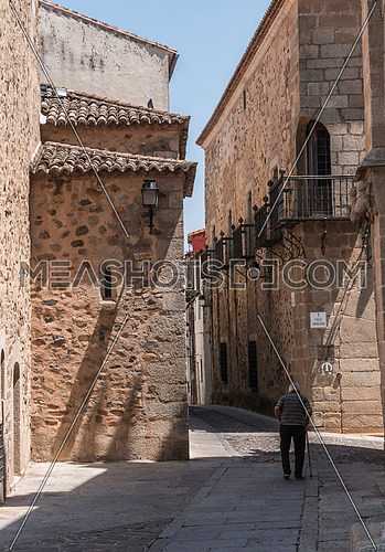 Street typical of the old quarter of Caceres, Spain
