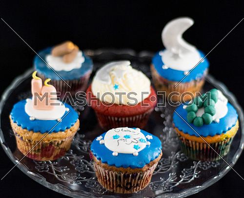 ramadan theme cupcakes collection on a black background