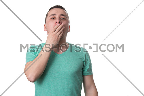 Young Men Yawning - Isolated On White Background