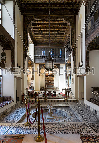 Ballroom of Gayer Anderson House, a 17th century historic house situated adjacent to the Mosque of Ahmad ibn Tulun in the Sayyida Zeinab neighborhood, Cairo, Egypt