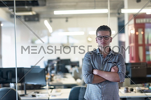 happy young business man at modern startup office
