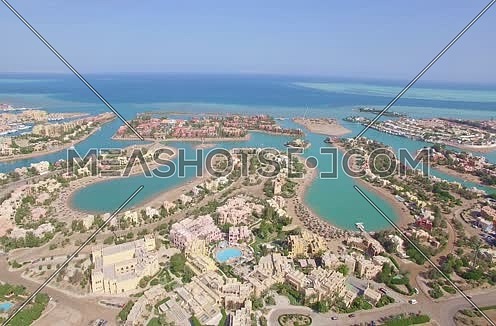 Drone shot flying above Al Gouna  at Day 