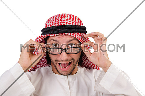 Arab man in specs  isolated on white