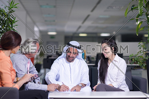 business people make agreement and  sign contract  on  meeting at modern office