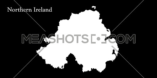 Northern Ireland White Map Isolated On Black Background 3D illustration