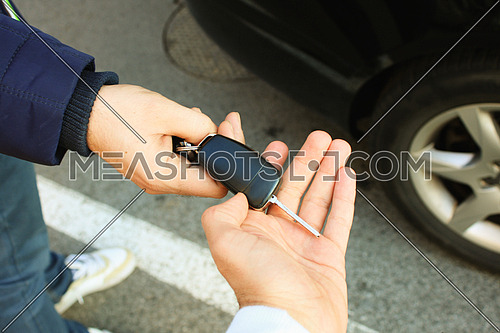 Buyer taking car key