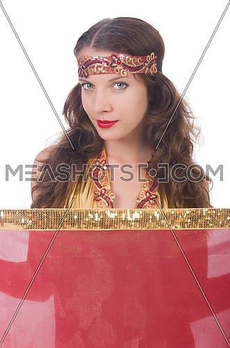 Woman in eastern dress isolated on white