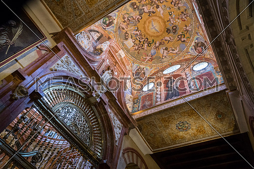 CORDOBA, SPAIN - September, 27, 2015: Interior of Mezquita-Catedral, Detail of roof of the Christian part of the Mezquita Cathedral of cordoba, UNESCO World Heritage Site, Cordoba, Spain