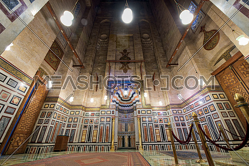 Interior of the tomb of the Reza Shah of Iran, Al Rifaii Mosque (Royal Mosque), located in front the Cairo Citadel, Egypt, constructed between 1869 and 1912